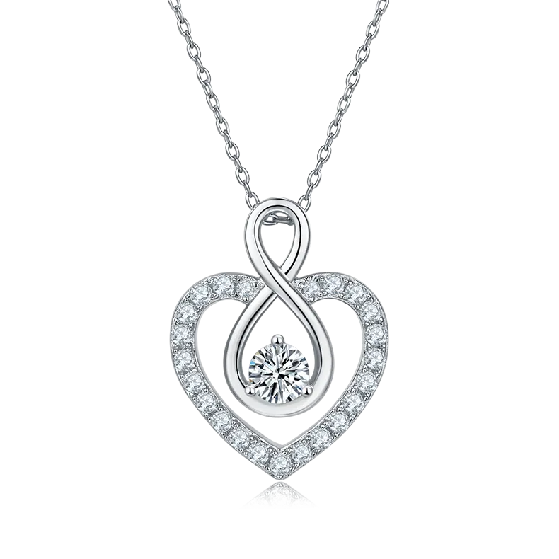 0.5 Carat Round Cut Moissanite Infinite Love Sterling Silver Necklace