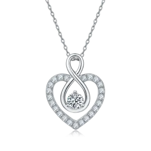0.5 Carat Round Cut Moissanite Infinite Love Sterling Silver Necklace