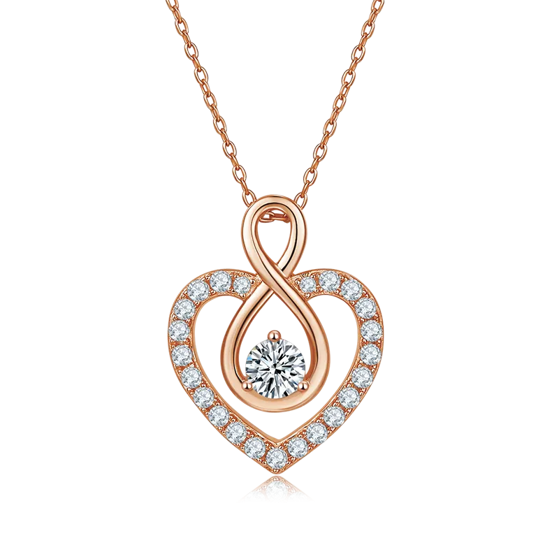 0.5 Carat Round Cut Moissanite Infinite Love Sterling Silver Necklace