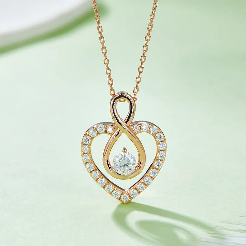 0.5 Carat Round Cut Moissanite Infinite Love Sterling Silver Necklace