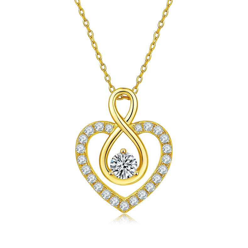 0.5 Carat Round Cut Moissanite Infinite Love Sterling Silver Necklace