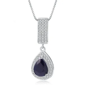 1.29 Ct Natural Water Drop Blue Sapphire Elegant Pendant Necklace