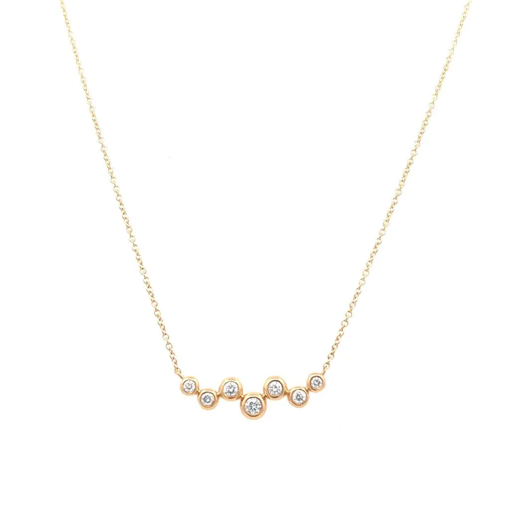 14K Yellow Gold 0.28ctw Round Diamond Bubble Bar Necklace