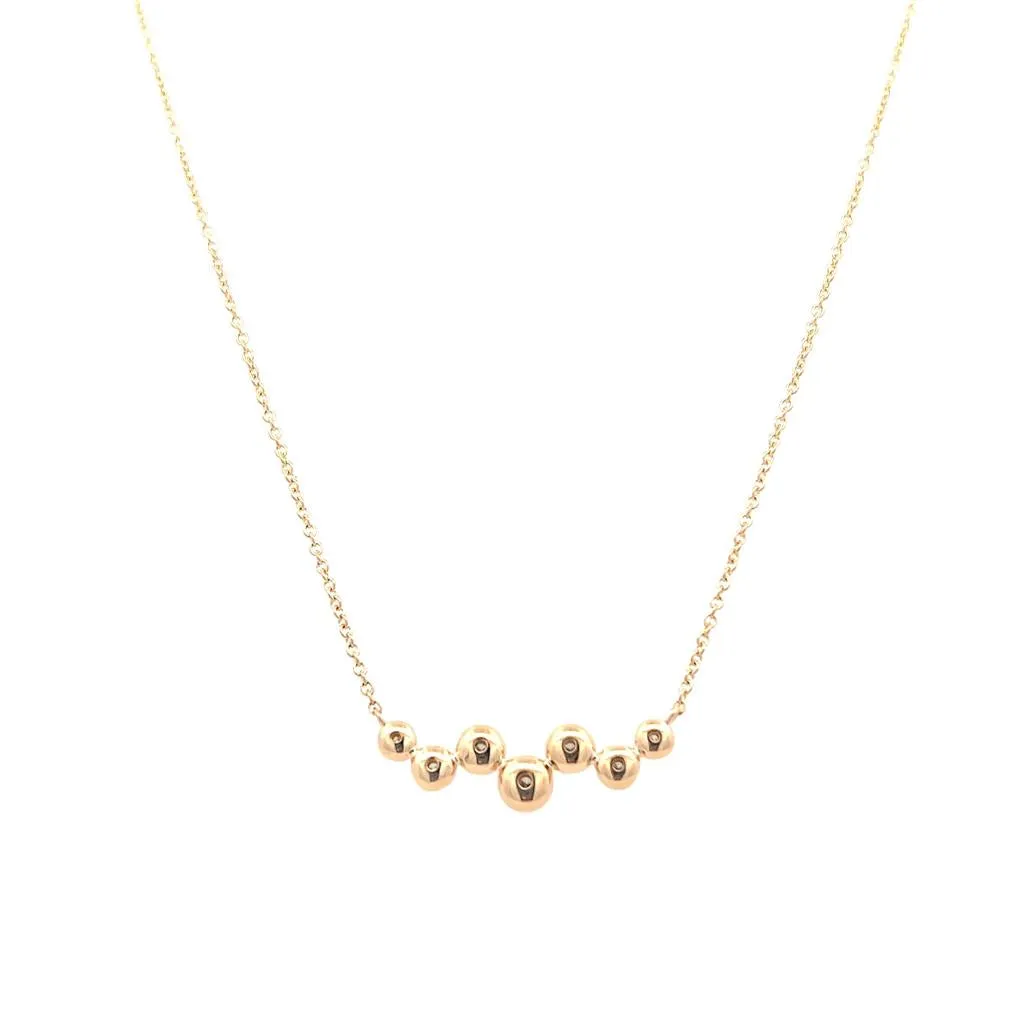 14K Yellow Gold 0.28ctw Round Diamond Bubble Bar Necklace