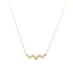 14K Yellow Gold 0.28ctw Round Diamond Bubble Bar Necklace