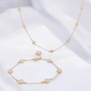 14K Yellow Gold Fashion Clover with Mother of Pearl Set