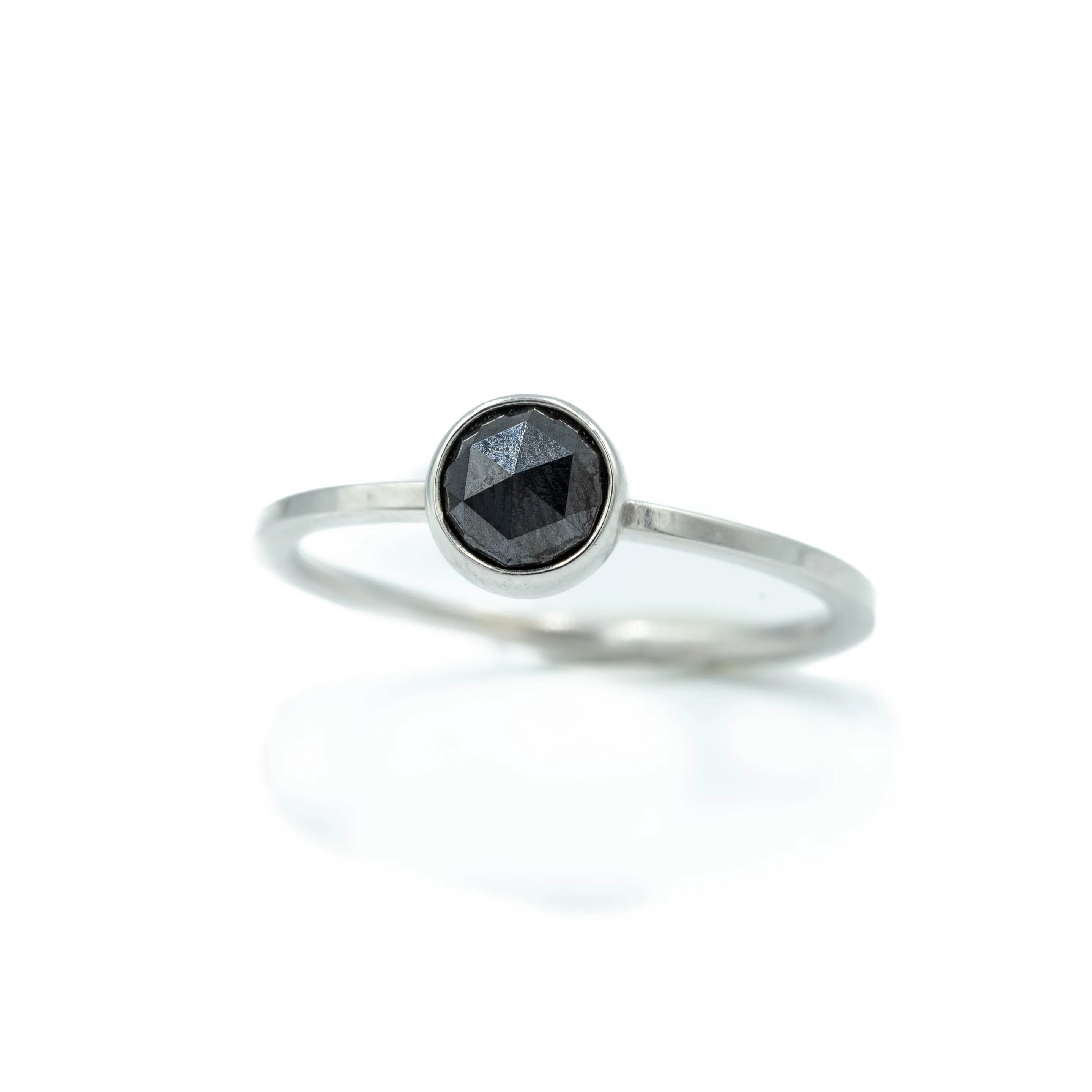 14kw .79ct Black Diamond Bezel Ring
