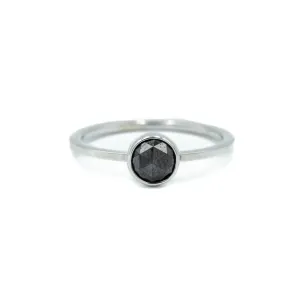 14kw .79ct Black Diamond Bezel Ring