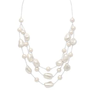 16" 2" Extension Graduated Shell and Cultured Freshwater Pearl Necklace