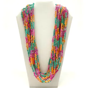 27" Pastel Pink and Green and Orange Glass Bead Necklace (Dozen)