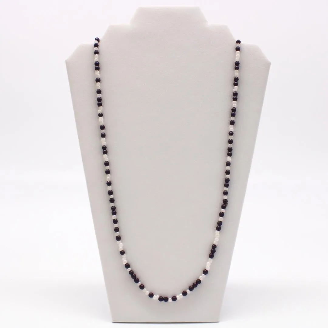 27" Purple White Glass Beads Necklace (Dozen)