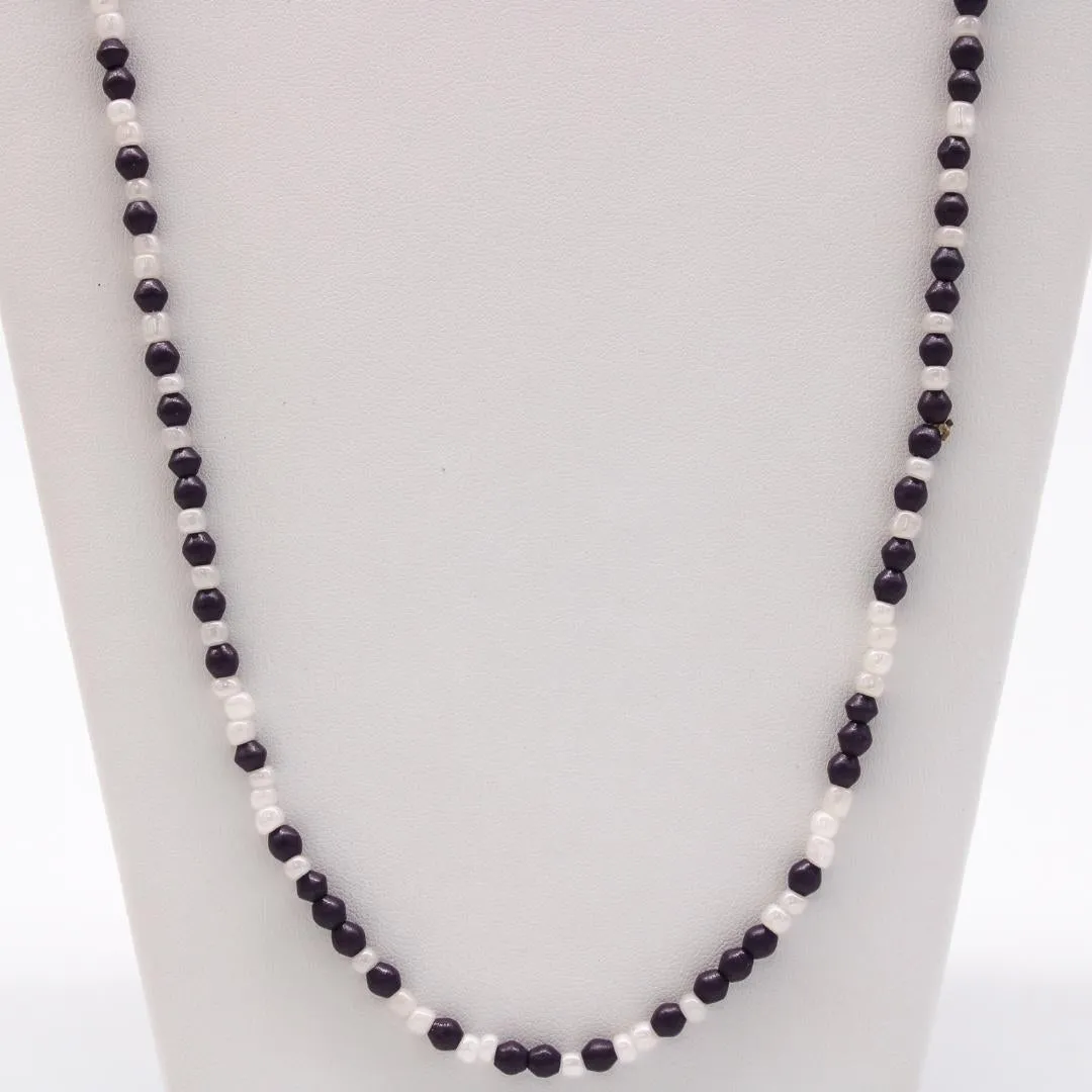 27" Purple White Glass Beads Necklace (Dozen)