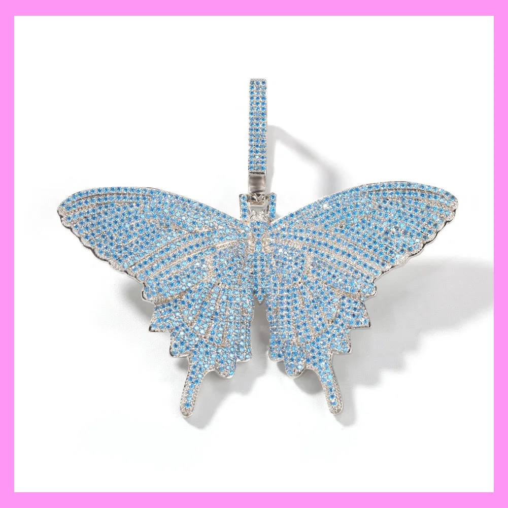 【3-52.11#】 Sky Blue Butterfly Necklace  for female fashion daily engagement wedding anniversary birthday present