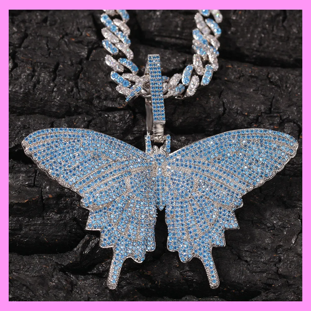 【3-52.11#】 Sky Blue Butterfly Necklace  for female fashion daily engagement wedding anniversary birthday present