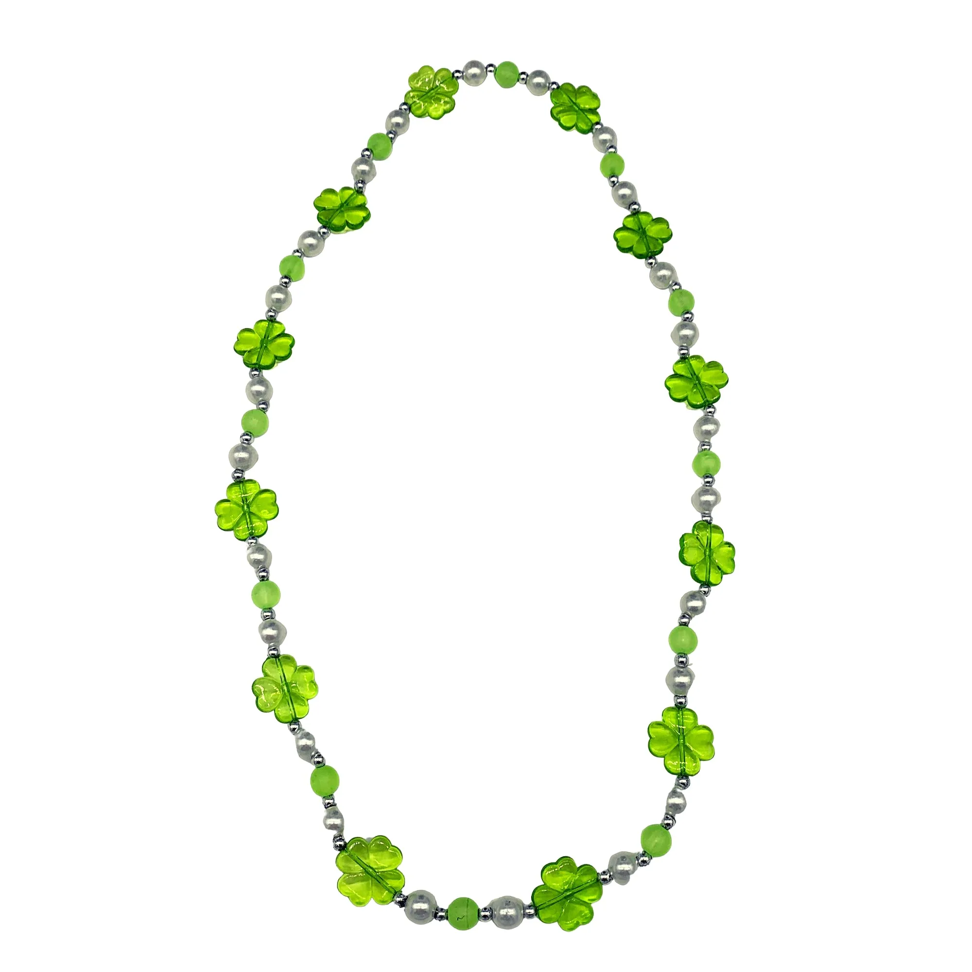 38" Acrylic Green Shamrock Bead Necklace (Each)