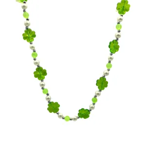 38" Acrylic Green Shamrock Bead Necklace (Each)