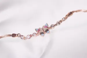 92.5 Silver Multi colour butterfly rose gold bracelet