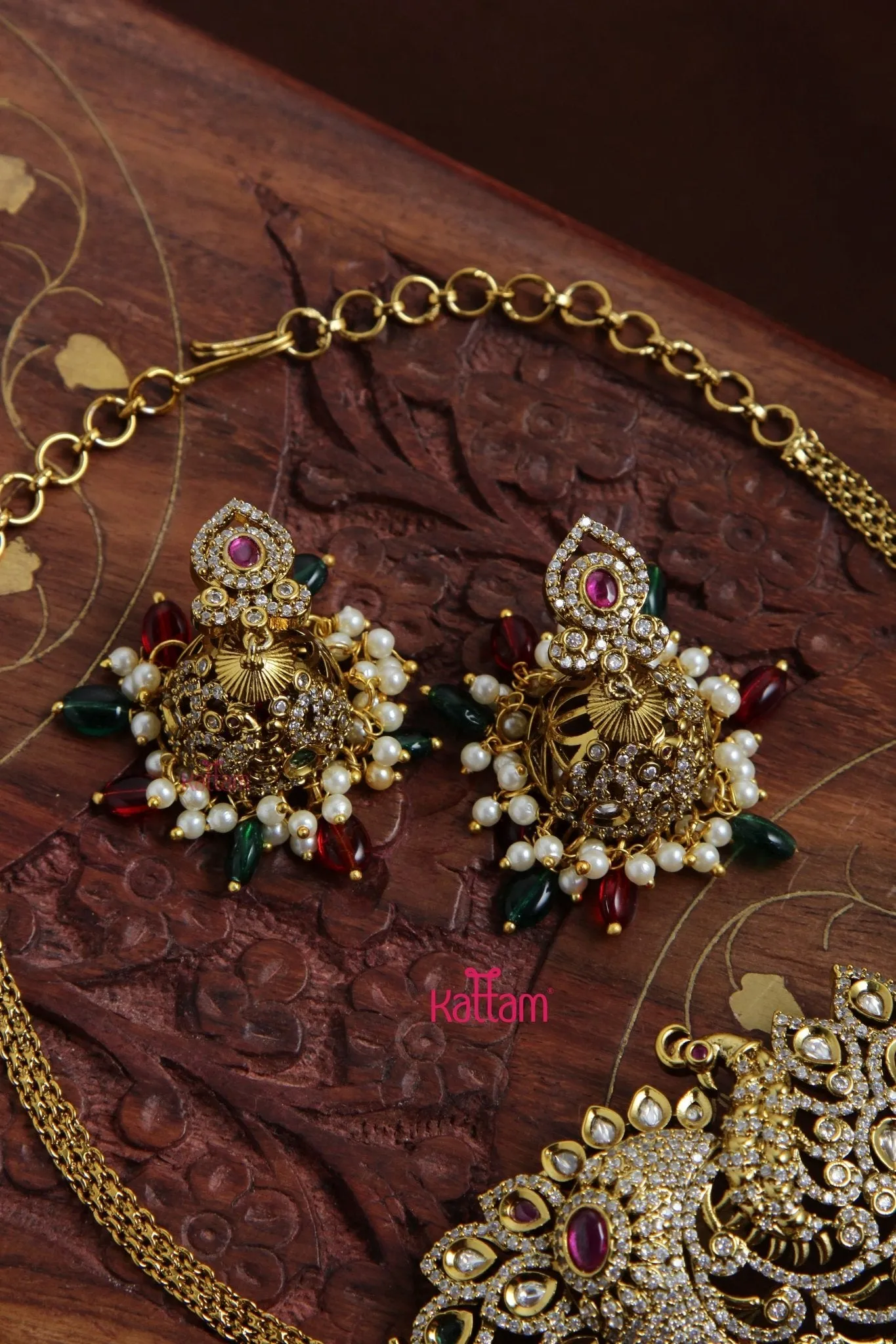 Aadhya - Grand Peacock Rubygreen Choker