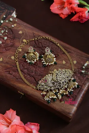 Aadhya - Grand Peacock Rubygreen Choker