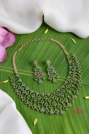 AD Green Stone Layered Drop Choker