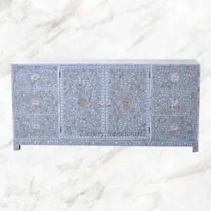 Alexa Mother of Pearl Inlay Media Cabinet Grey