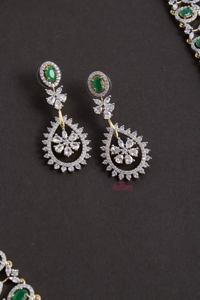 American Diamond Green Grand Stone Bridal Haram