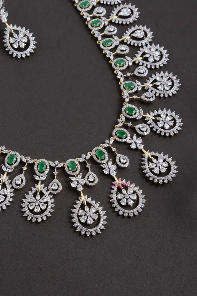 American Diamond Green Grand Stone Bridal Haram