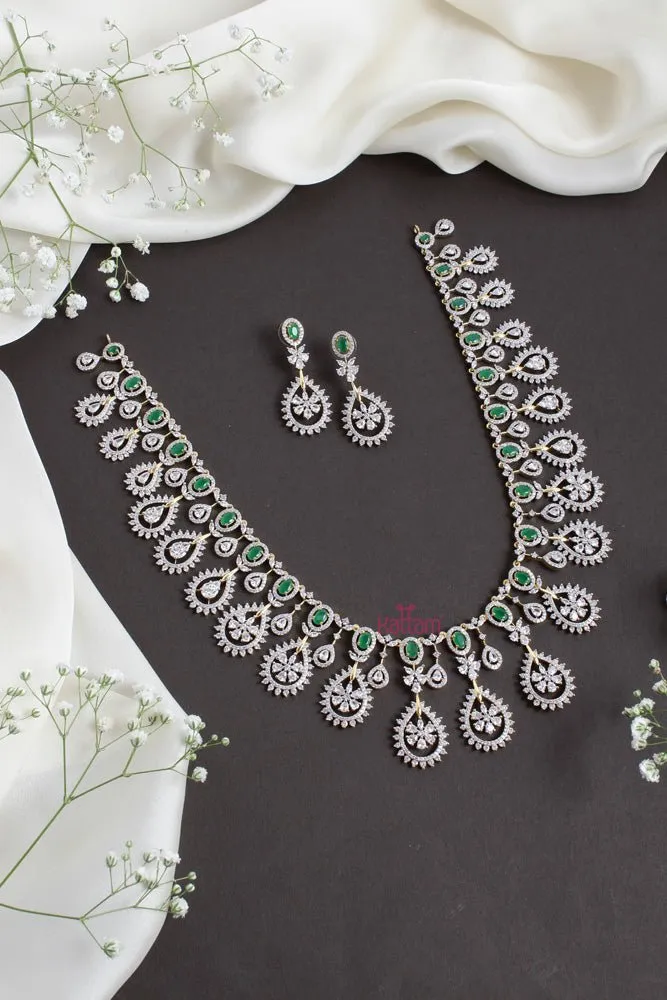 American Diamond Green Grand Stone Bridal Haram