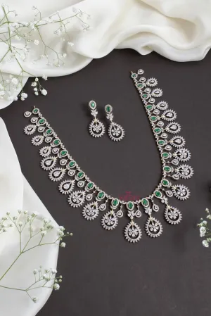 American Diamond Green Grand Stone Bridal Haram