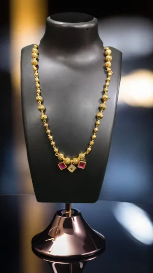Anu jewellery Gold-Plated Pink Stone Studded Handcrafted Necklace(TPT)
