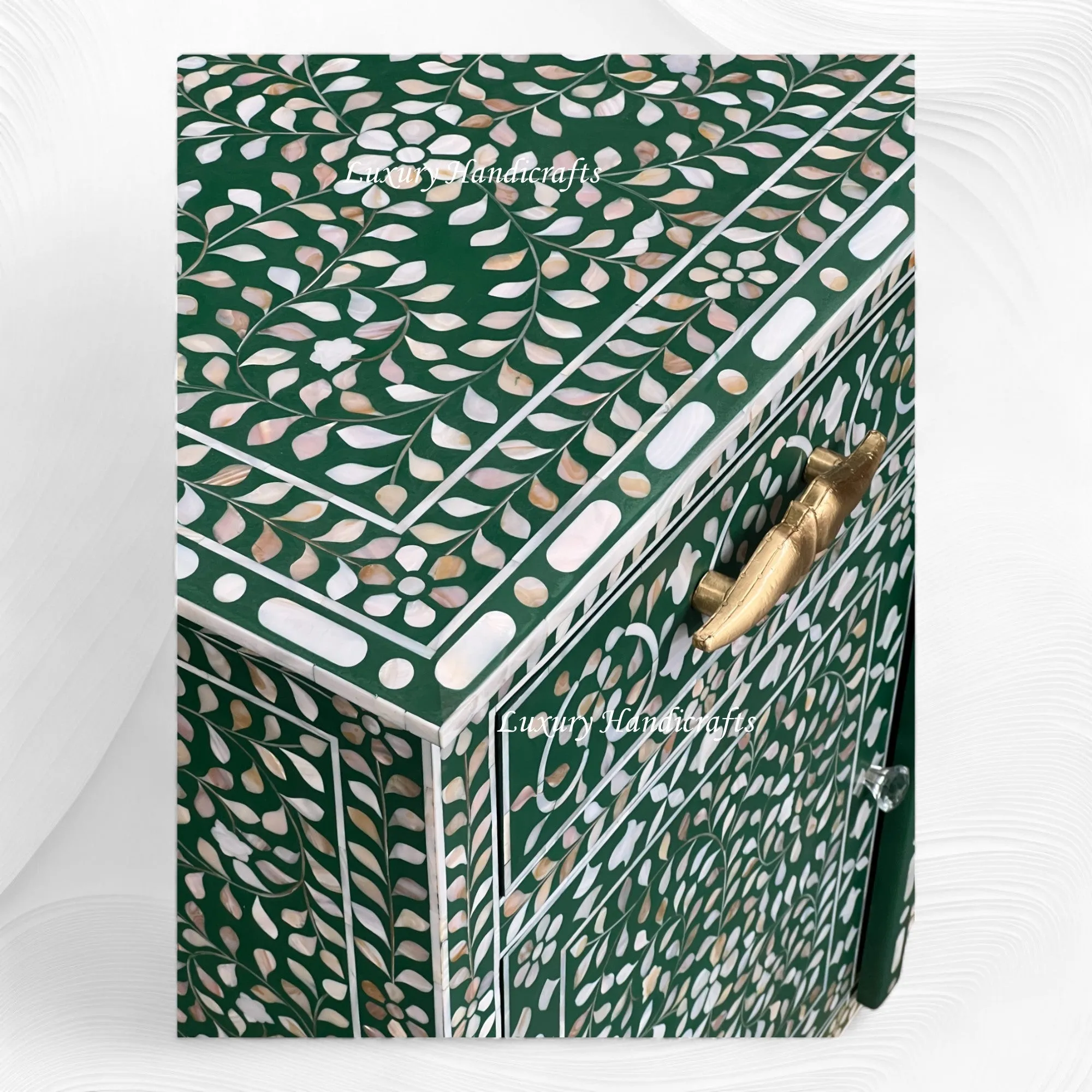 Arabic Mother Of Pearl Inlay Cabinet Green