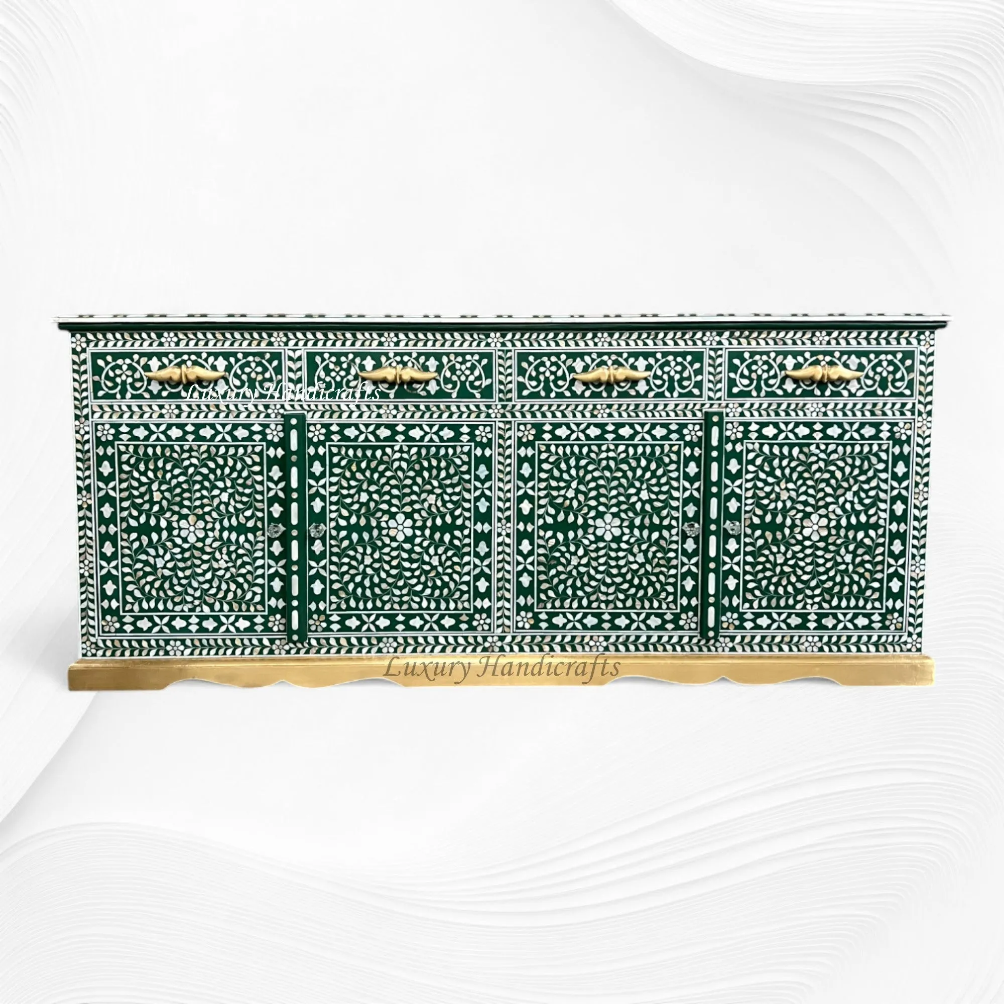 Arabic Mother Of Pearl Inlay Cabinet Green