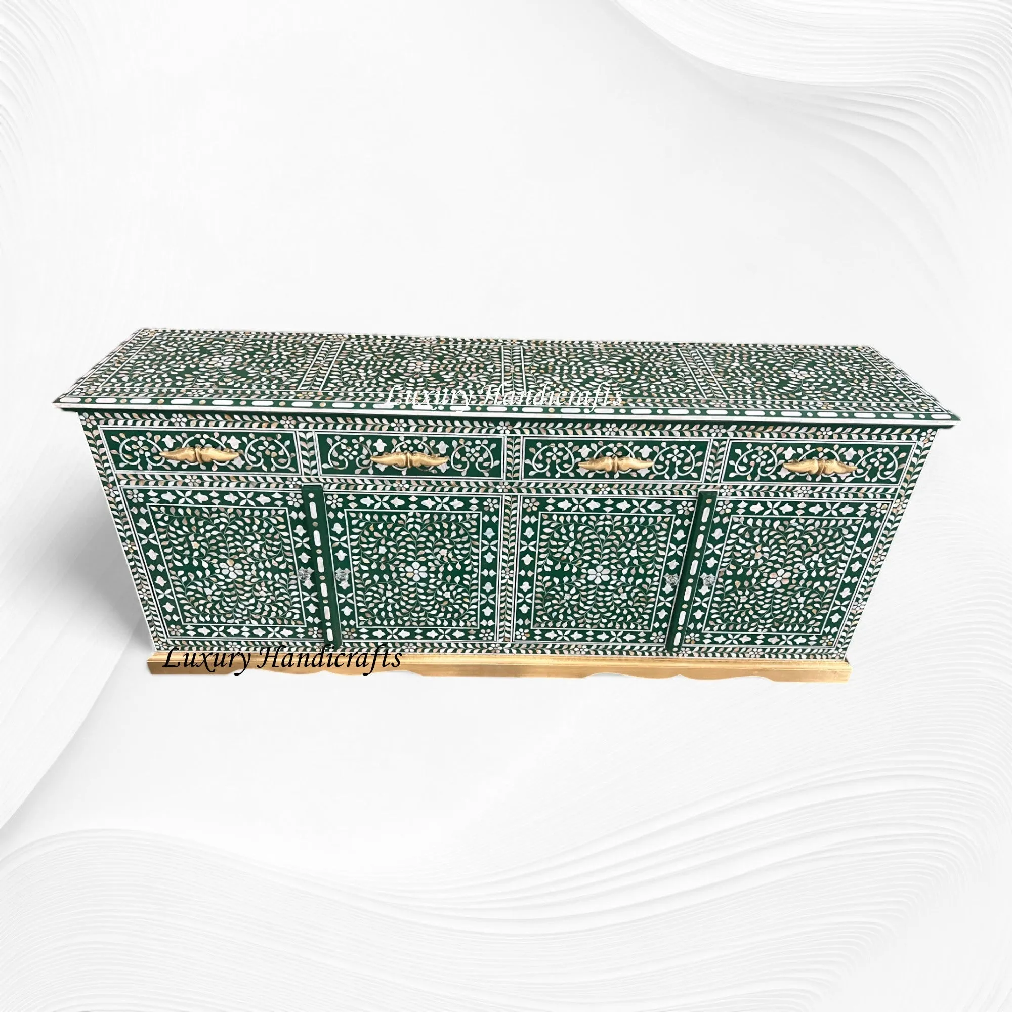 Arabic Mother Of Pearl Inlay Cabinet Green