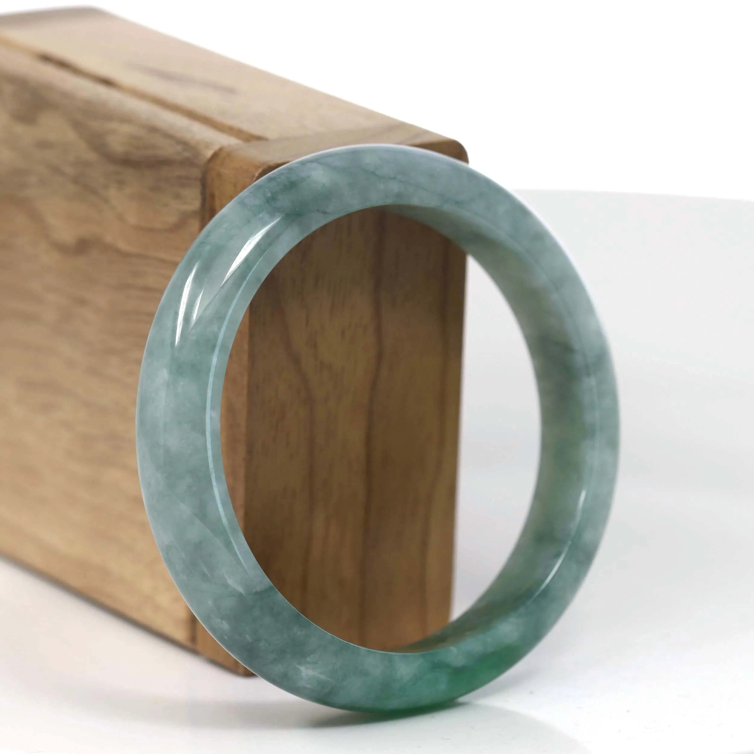Baikalla "Classic Bangle" Forest Green Natural Burmese Jadeite Jade Bangle ( 55.43mm ) #T130