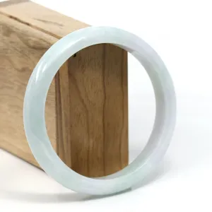 Baikalla™ "Classic" Genuine Jadeite Jade White-Green Bangle Bracelet (62.50mm) #T256