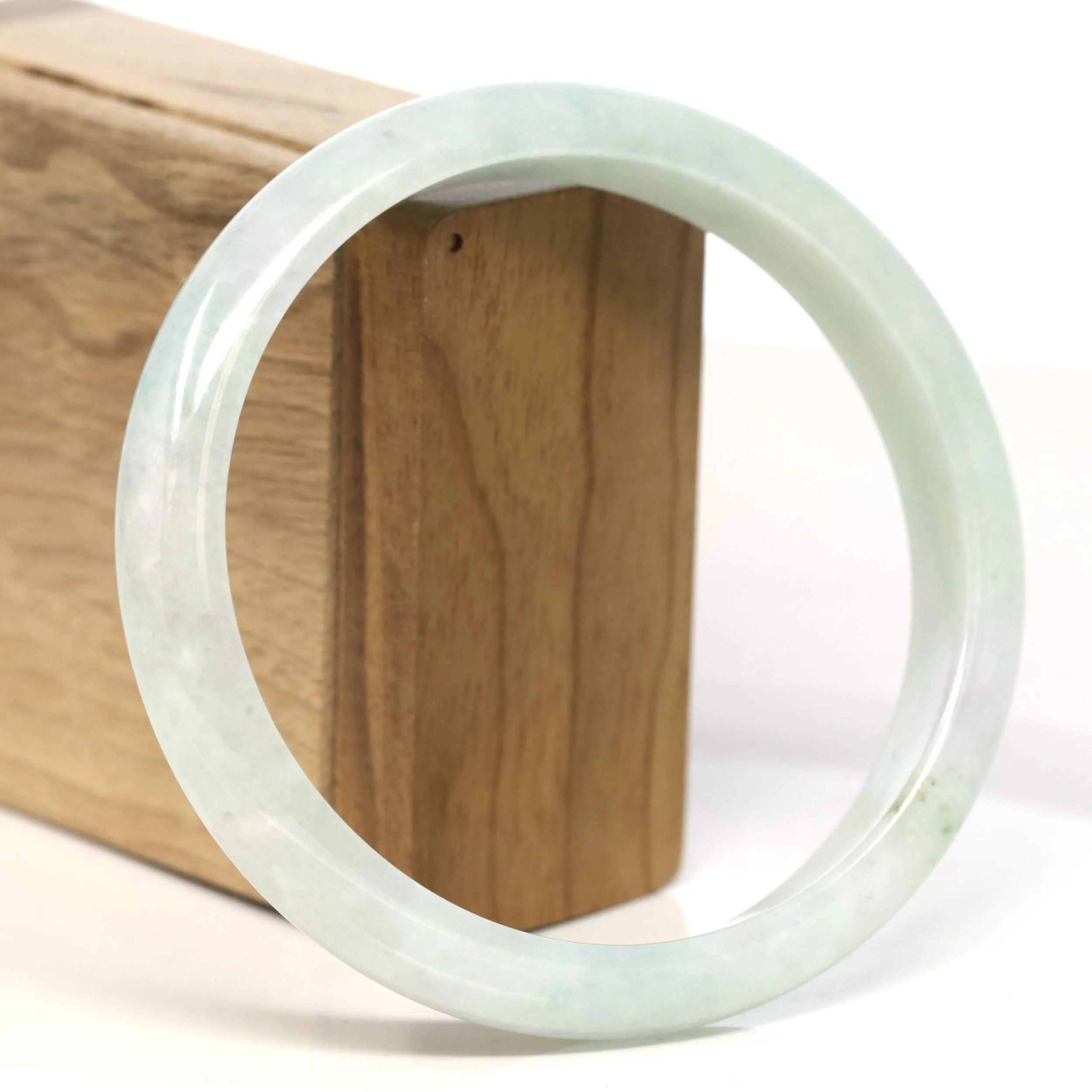 Baikalla "Half Round" Light Green Lavender Jadeite Jade Bangle Bracelet (67.6 mm) #T458