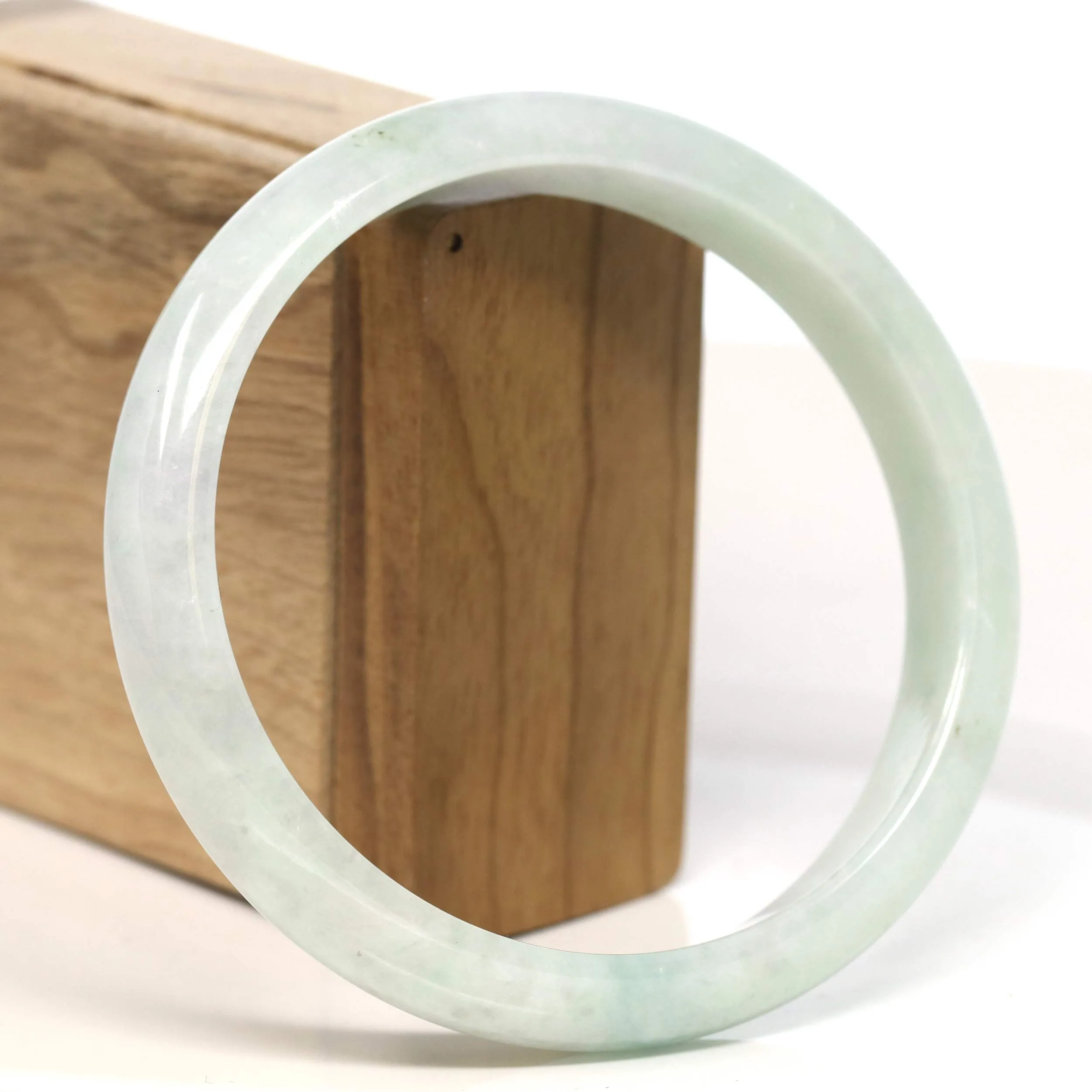 Baikalla "Half Round" Light Green Lavender Jadeite Jade Bangle Bracelet (67.6 mm) #T458