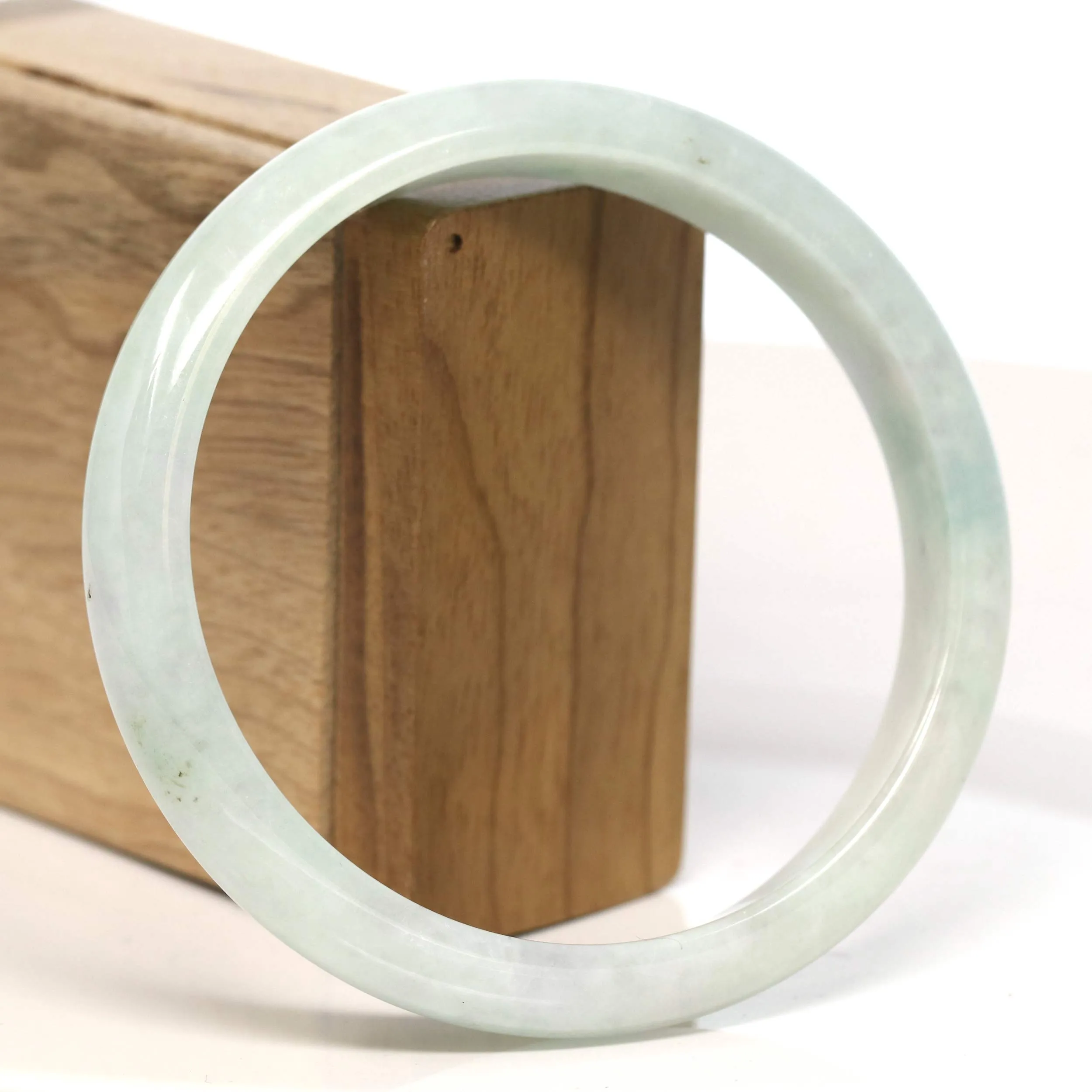Baikalla "Half Round" Light Green Lavender Jadeite Jade Bangle Bracelet (67.6 mm) #T458