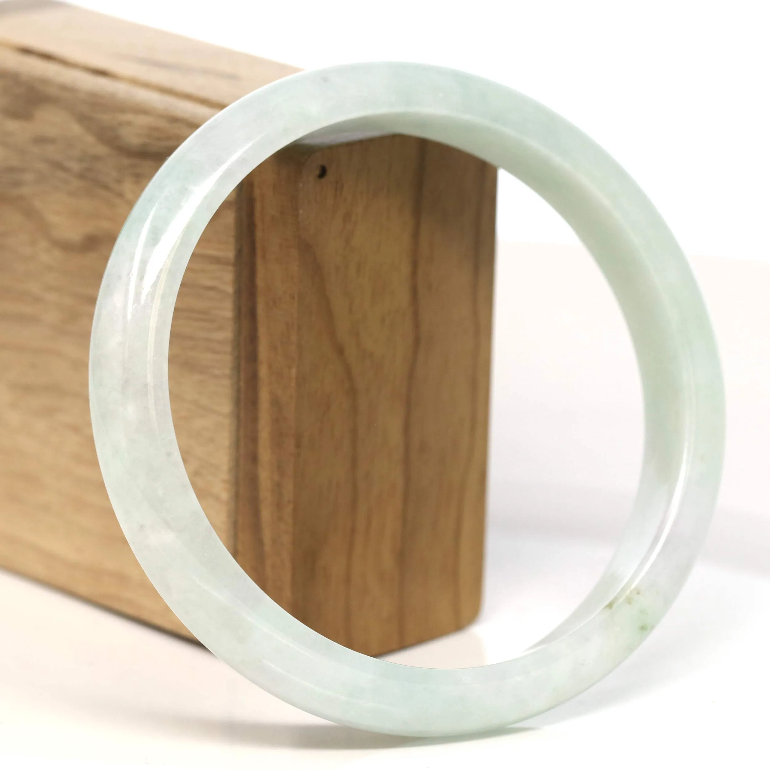 Baikalla "Half Round" Light Green Lavender Jadeite Jade Bangle Bracelet (67.6 mm) #T458