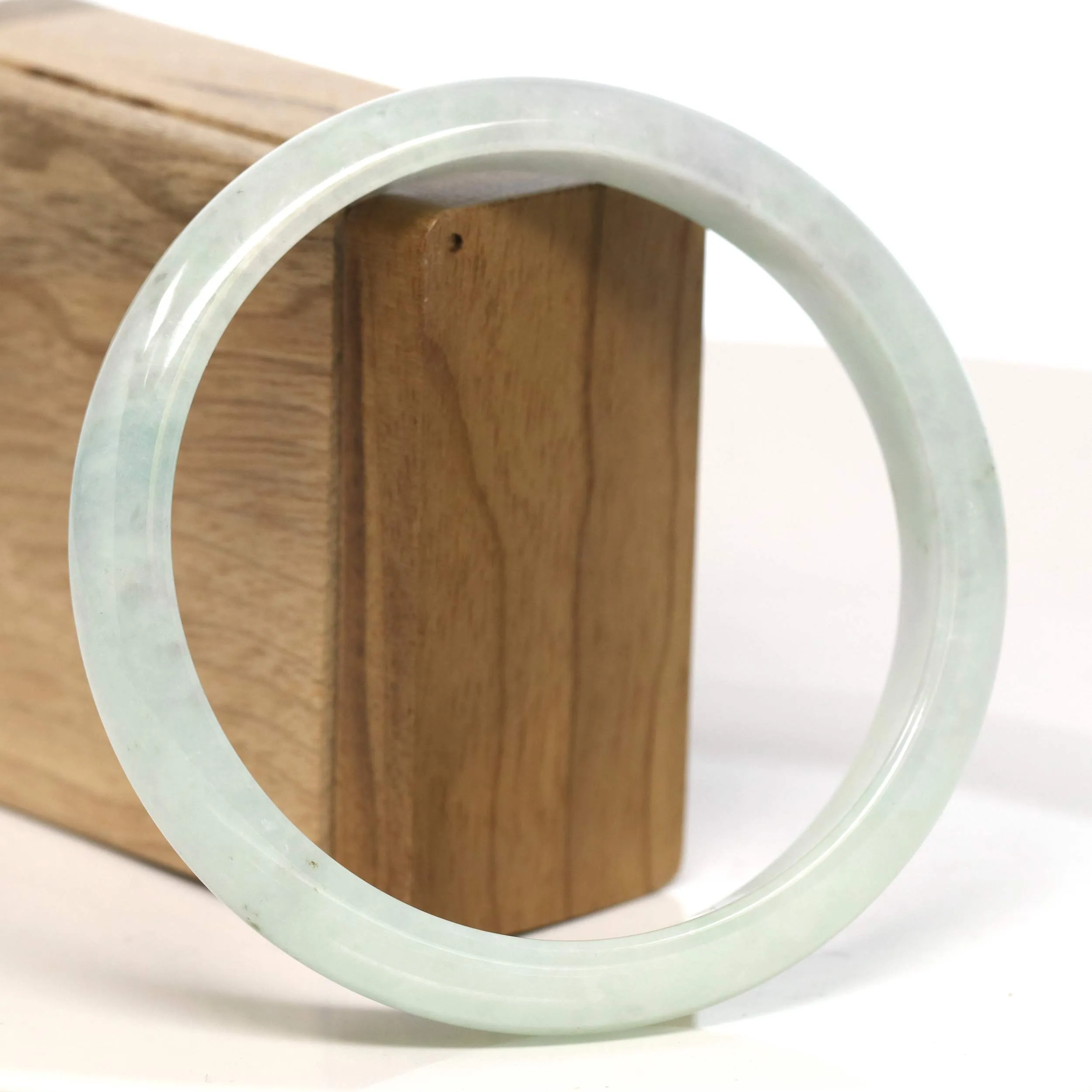 Baikalla "Half Round" Light Green Lavender Jadeite Jade Bangle Bracelet (67.6 mm) #T458