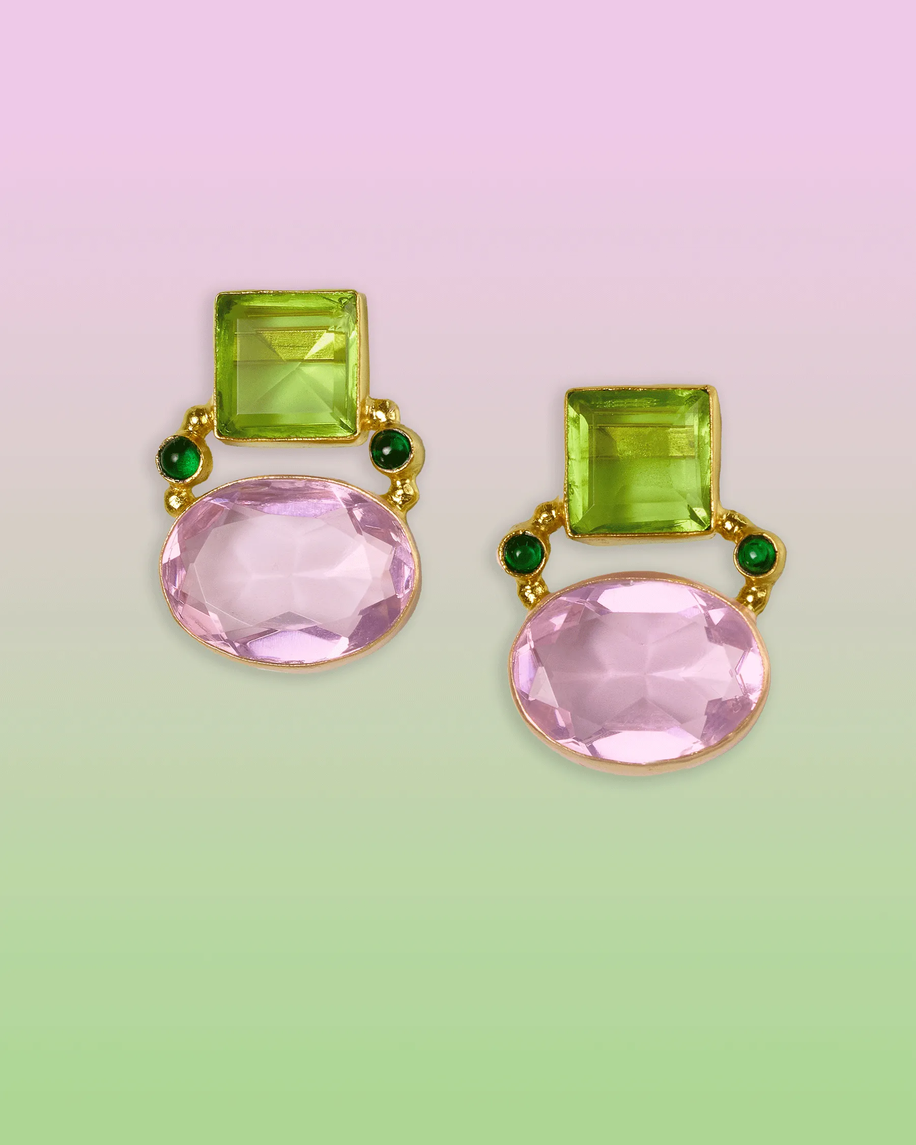 Berkley Geometric Earrings in Pink and Lime