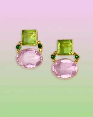 Berkley Geometric Earrings in Pink and Lime