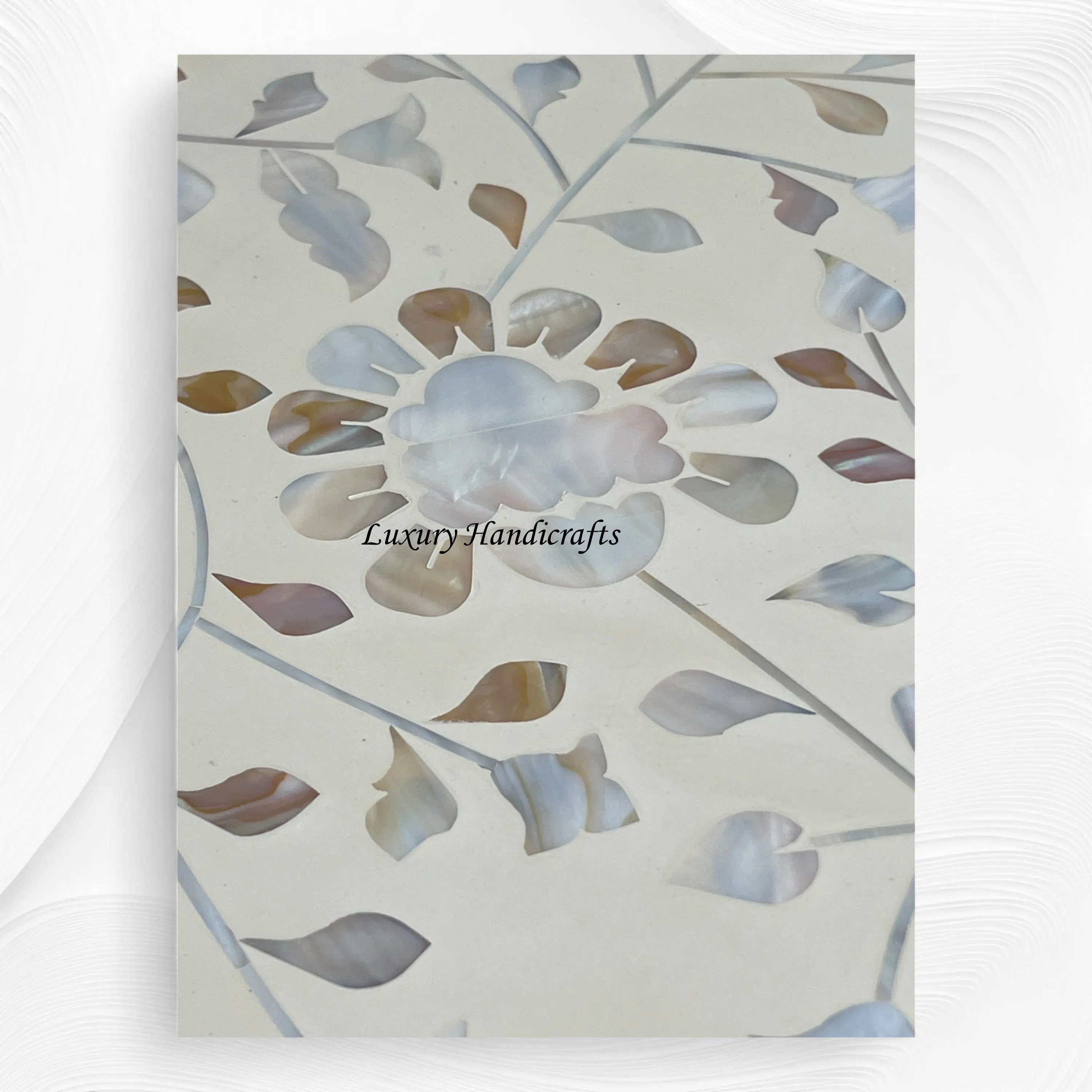 Blooming Flowers MOP Inlay Coffee Table Beige