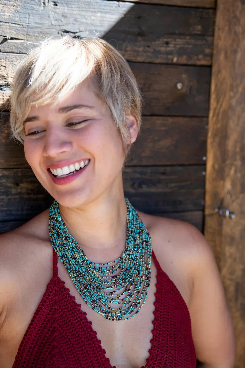 Blue Pebbles Beaded Necklace - Hand Made Jewelry