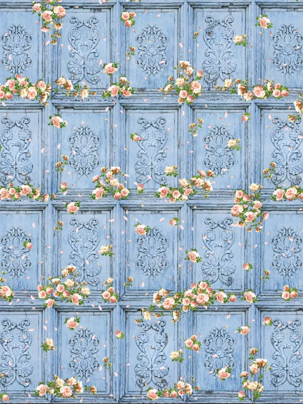 Blue Printed Photo Backdrop