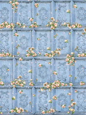 Blue Printed Photo Backdrop