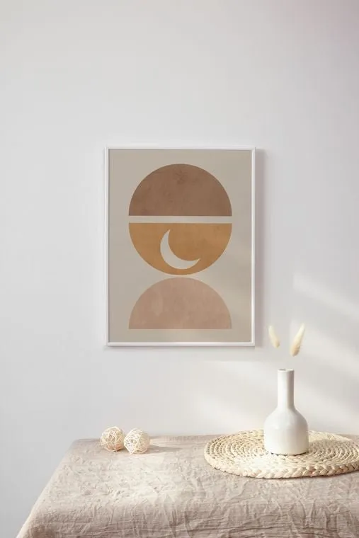 Boho Abstract Moon Geometric Art Print
