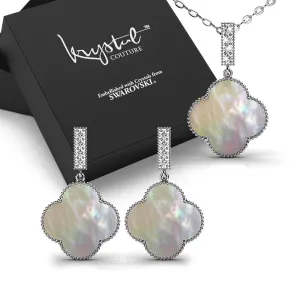Boxed White Gold Milkyway Necklace and Earrings Set Embellished with SWAROVSKI Crystals