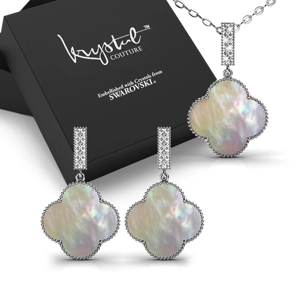 Boxed White Gold Milkyway Necklace and Earrings Set Embellished with SWAROVSKI Crystals