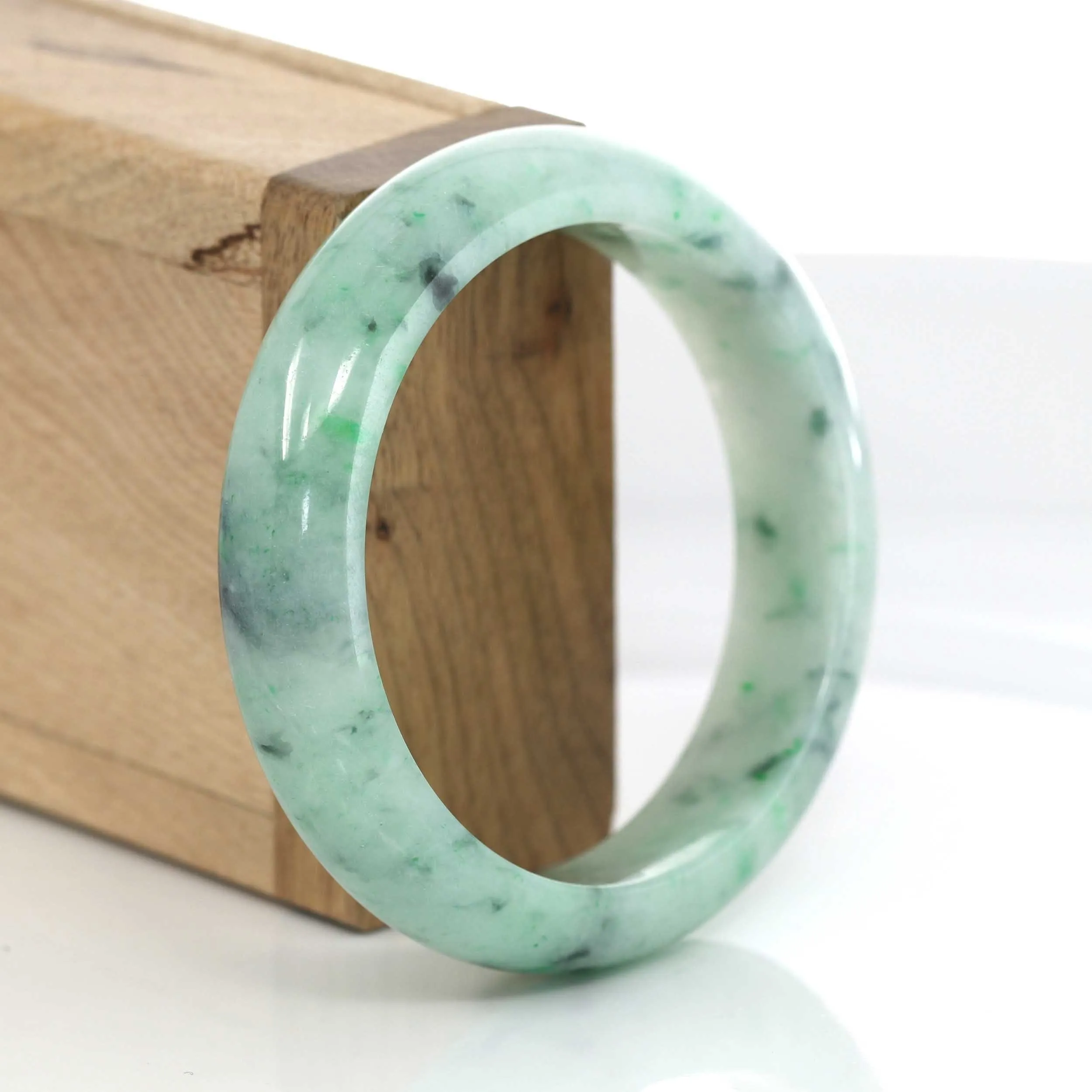 Classic Genuine Burmese Forest Green Jadeite Jade Bangle Bracelet (56.51 mm) #632